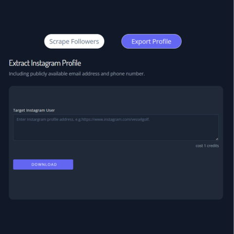 Export Instagram profile details