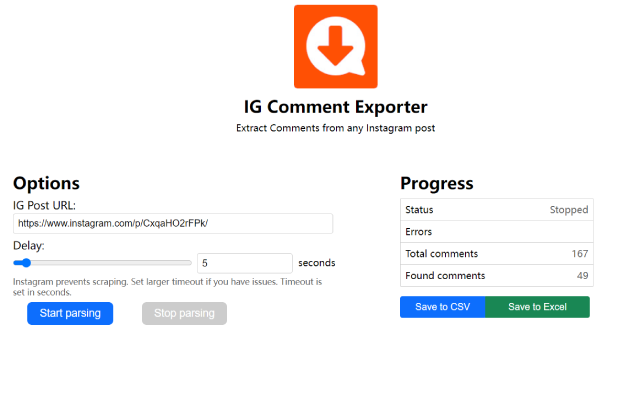 IG Comment Exporter